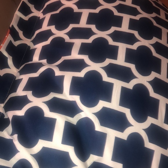 Size 30 x 24 button top closure Pillow shams in orange white and navy - Picture 5 of 7